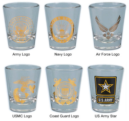 Army Marines Air Force Navy Tiered Shot Glass Navy Bar Vintage US Naval Academy Shot Glass